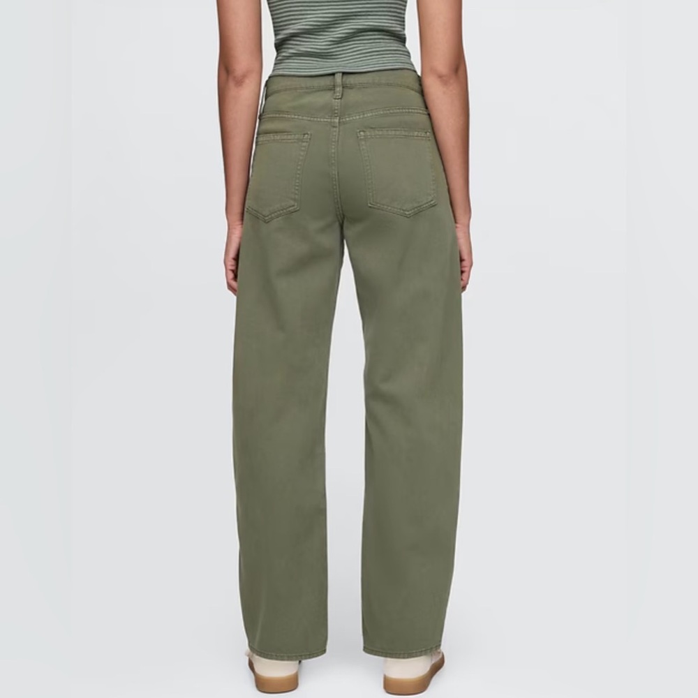 Gap High-Rise Barrel Jeans NWT 32/14 Tall Khaki Green Baggy Skater Streetwear - Picture 4 of 9